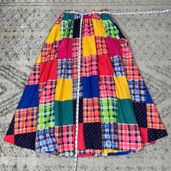Maeve Anthropologie Patchwork A-Line Maxi Skirt Boho Colorful Plaid Ruffle Small - Picture 5 of 8